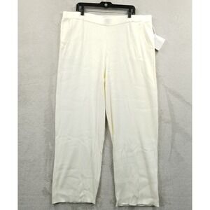 Marla Wynne Pants Women 2X Ivory Ribbed Knit Pull On Athleisure Casual‎ Layers